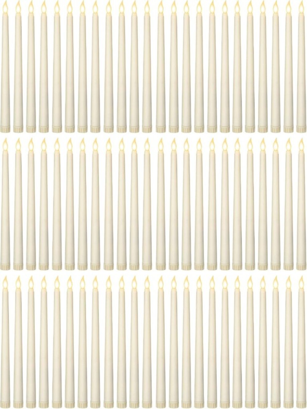 72 Pcs Ivory Flameless LED Taper Candles - 11 Inch Classic Bulk Set